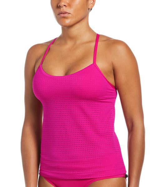 Nike Swim Women's Essential Layered Tankini Top Pink Prime