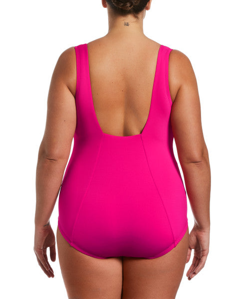 Nike Swim Women's Plus Size Essential U-Back One Piece Fireberry