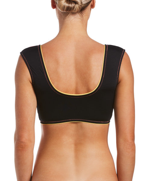 Nike Swim Women's Colorblock Midkini Top Black