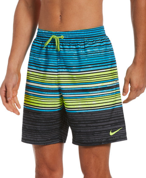 Nike Swim Men's Oxidized Stripe Breaker 7" Volley Board Shorts Laser Blue