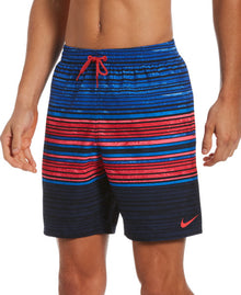  Nike Swim Men's Oxidized Stripe Breaker 7" Volley Board Shorts Midnight Navy