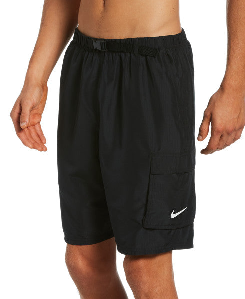 Nike Swim Men's Belted Packable 9 Inch Volley Shorts Black