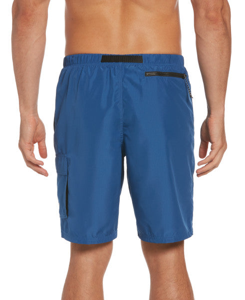 Nike Swim Men's Belted Packable 9 Inch Volley Shorts Dk Marina Blue