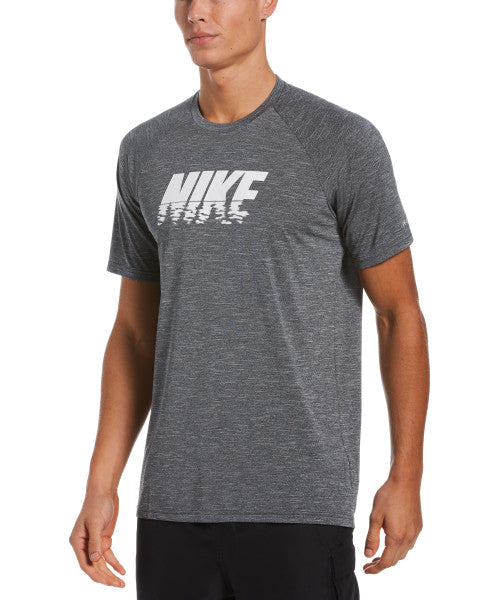 Nike Swim Men's Heather Sunset Logo Short-Sleeve Hydroguard Black