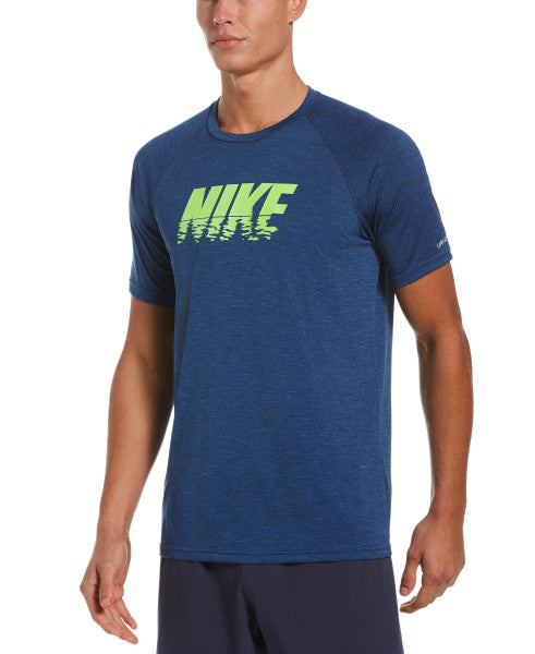 Nike Swim Men's Heather Sunset Logo Short-Sleeve Hydroguard Game Royal