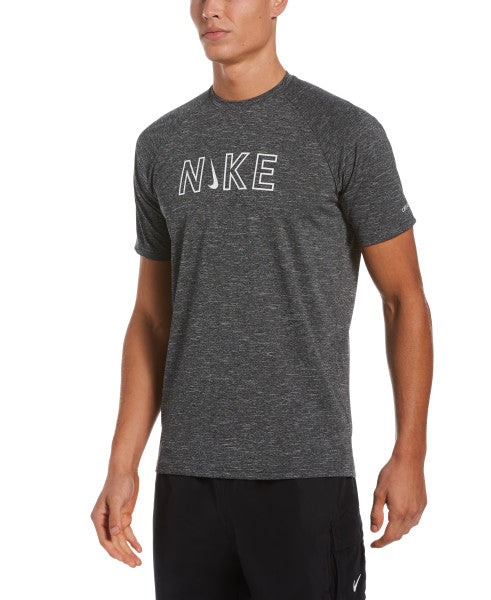 Nike Swim Men's Logo Short-Sleeve Hydroguard Swim Shirt Black