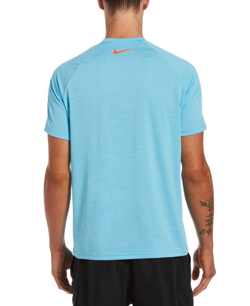 Nike Swim Men's Logo Short-Sleeve Hydroguard Swim Shirt Lagoon Pulse