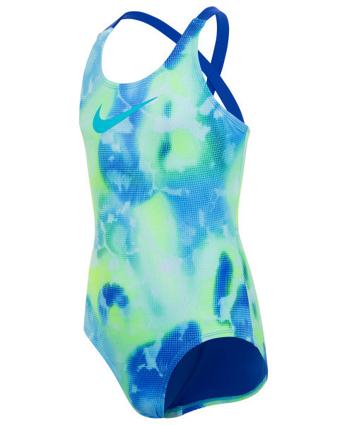 Nike Swim Girls' Rainbow Cloud Dye Crossback One Piece Game Royal