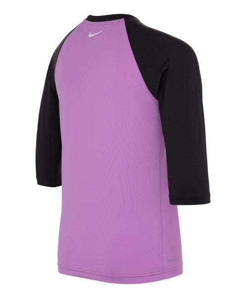 Nike Swim Girls' Palm Logo Short-Sleeve Hydroguard Fuchsia Glow