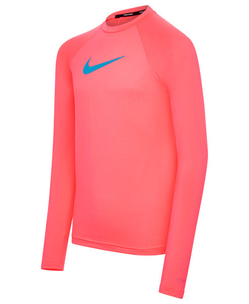 Nike Swim Girls' Swoosh Long-Sleeve Hydroguard Sunset Pulse