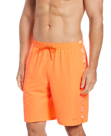  Nike Swim Men's Logo Tape 9" Volley Shorts Atomic Orange