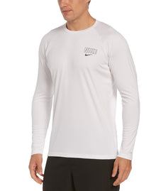  Nike Swim Men's Block Logo Long Sleeve Hydroguard Rash Guard White