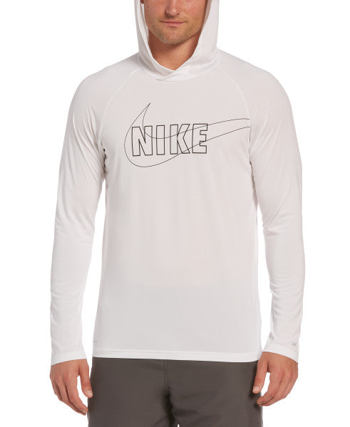Nike Swim Men's Outline Logo Long Sleeve Hooded Hydroguard White