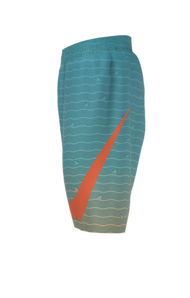 Nike Swim Boys' Shark Stripe Breaker 8" Volley Shorts Rush Orange