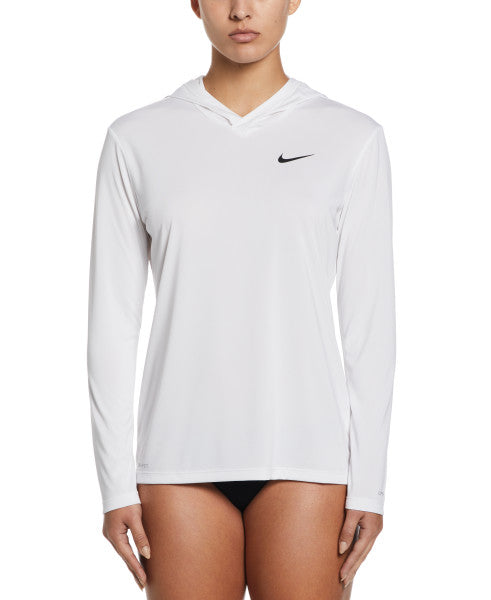 Nike Swim Women's Essential Long-Sleeve Hooded Hydroguard White