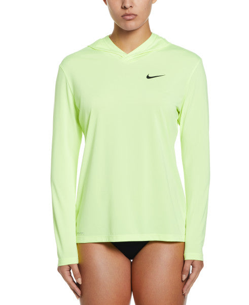 Nike Swim Women's Essential Long-Sleeve Hooded Hydroguard Volt Glow