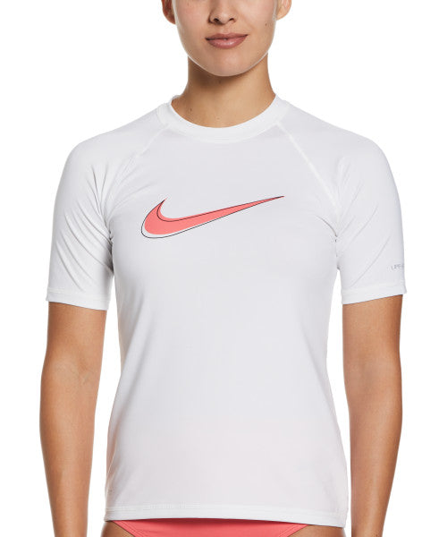 Nike Swim Women's Swoosh Short-Sleeve Hydroguard White