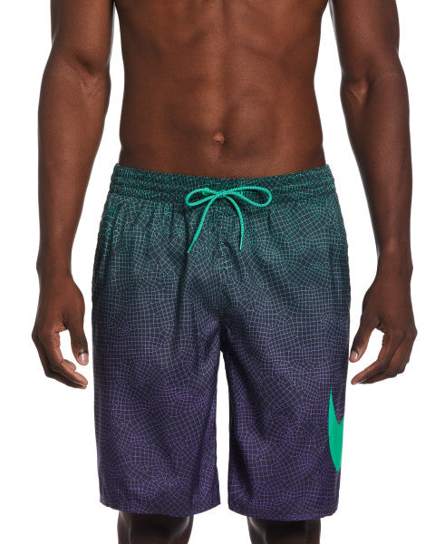 Nike Swim Men's Grid Swoosh Breaker 9 Inch Volley Shorts Electric Algae