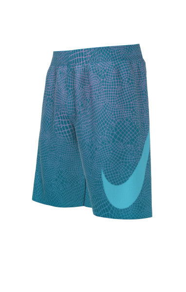 Nike Swim Boys' Grid Swoosh Breaker 7" Volley Shorts Blue Lightning