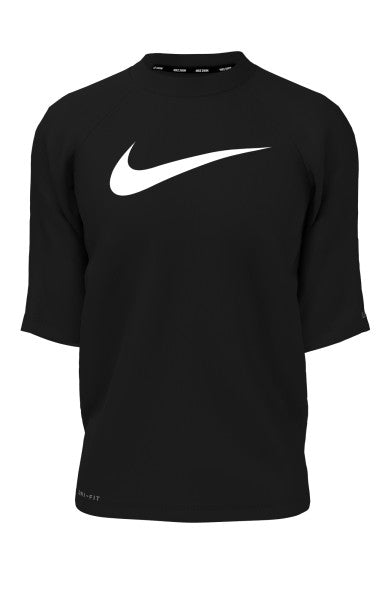 Nike Swim Boys' Solid Short-Sleeve Hydroguard Swim Shirt Black