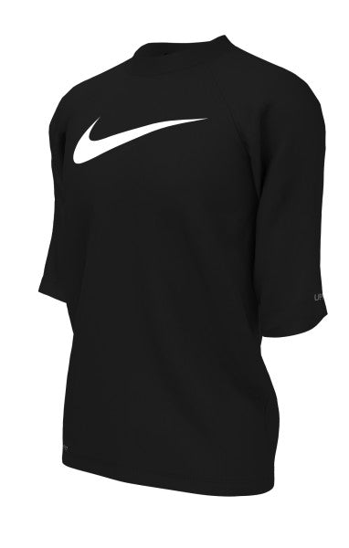 Nike Swim Boys' Solid Short Sleeve Hydroguard Black