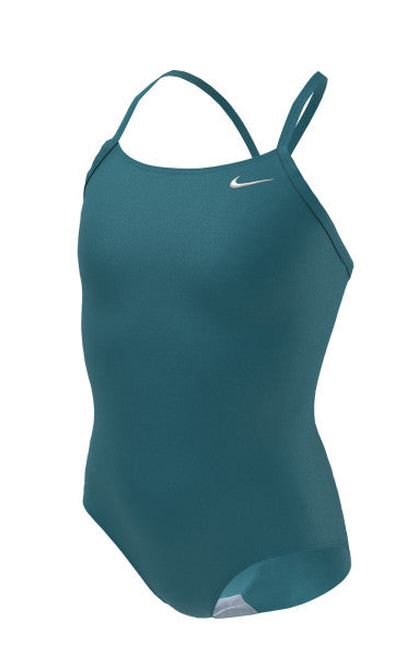 Nike Swim Girls' Racerback Cut-Out Tank One Piece Bright Spruce