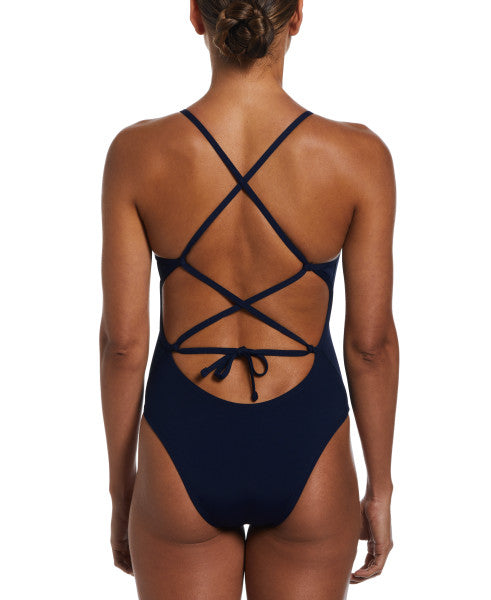 
                      
                        Nike Swim Women's Poly Solid Lace Up Tie Back One Piece Midnight Navy
                      
                    