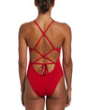 Nike Swim Women's Poly Solid Lace Up Tie Back One Piece University Red