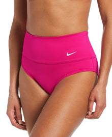  Nike Swim Women's Essential High Waist Bikini Bottom Pink Prime