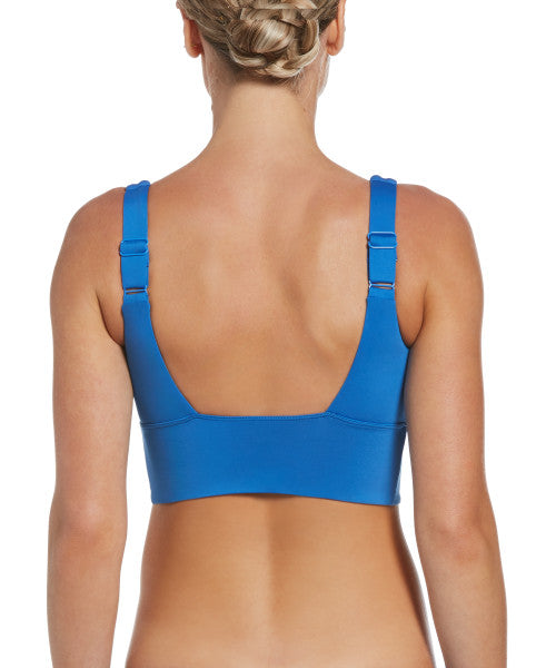 Nike Swim Women's Essential Scoop Neck Midkini Top Pacific Blue