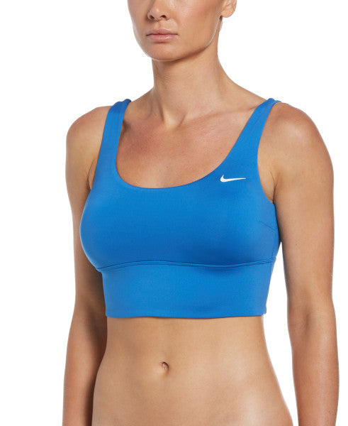 Nike Swim Women's Essential Scoop Neck Midkini Top Pacific Blue