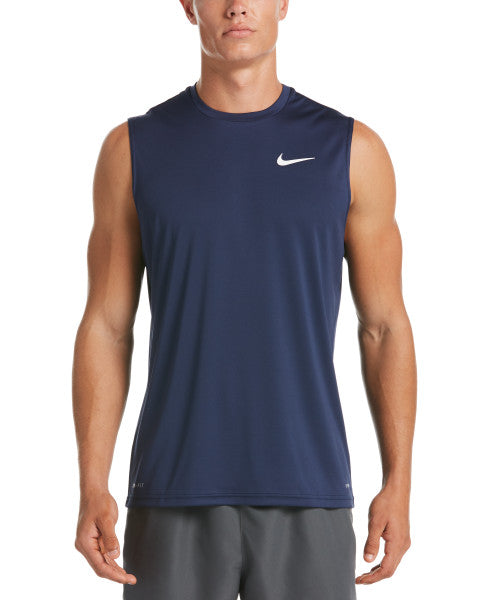 Nike Swim Men's Solid Sleeveless Hydroguard Swim Shirt Midnight Navy