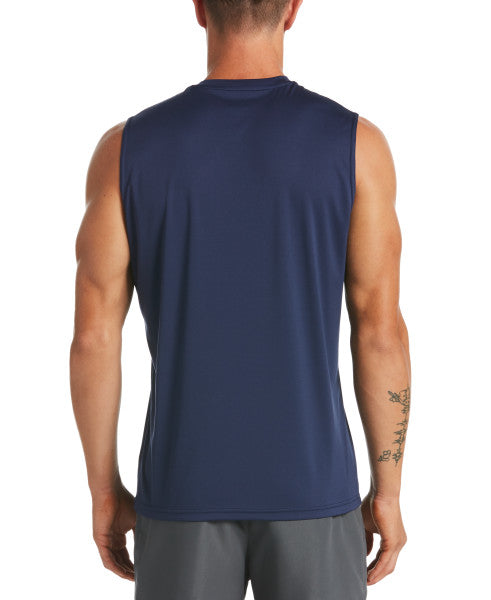 Nike Swim Men's Solid Sleeveless Hydroguard Swim Shirt Midnight Navy