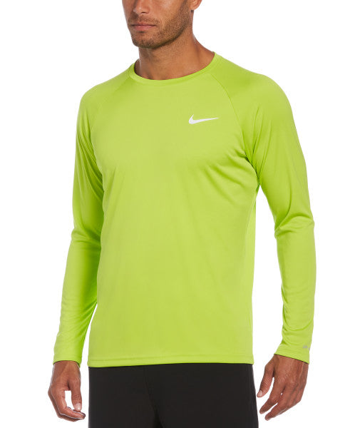 Nike Swim Men's Solid Long-Sleeve Hydroguard Swim Shirt Atomic Green