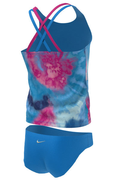 Nike Swim Girls' Tie Dye Spiderback Tankini Set Photo Blue