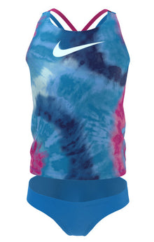  Nike Swim Girls' Tie Dye Spiderback Tankini Set Photo Blue