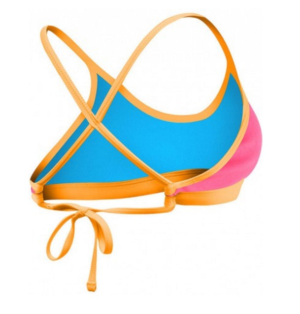 TYR Women's Durafast One Crosscut Fit Tieback Top Pink and Orange