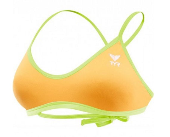 TYR Women's Durafast One Crosscut Fit Tieback Bikini Top Yellow