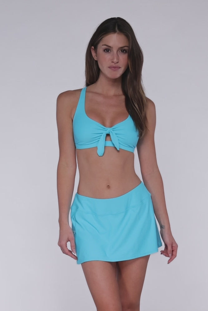 
                      
                        Load and play video in Gallery viewer, Sunsets Blue Bliss Sporty Swim Skirt
                      
                    
