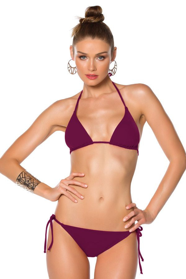 Becca By Rebecca Virtue Color Code Marsala Basic Tie Side Bikini Bottom - eSunWear.com