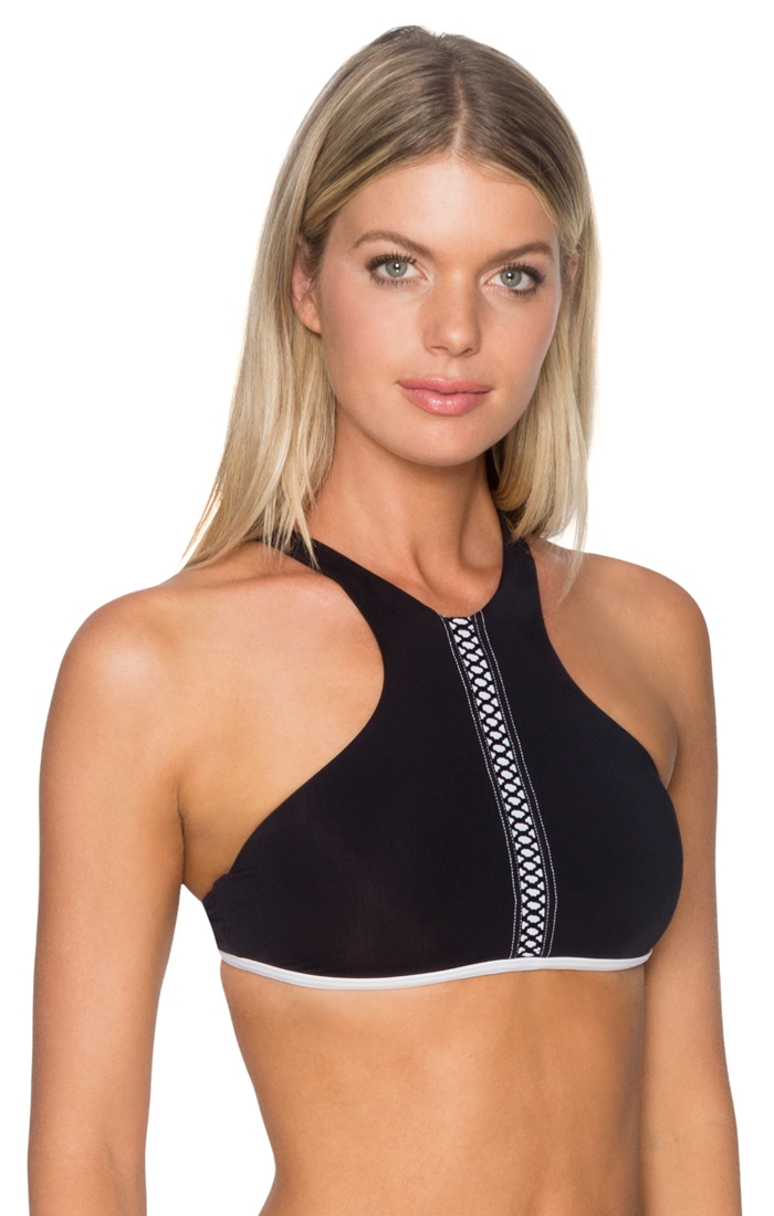 Sunsets Women's Hollywood Hi Neck Bikini Top Fine Line Black