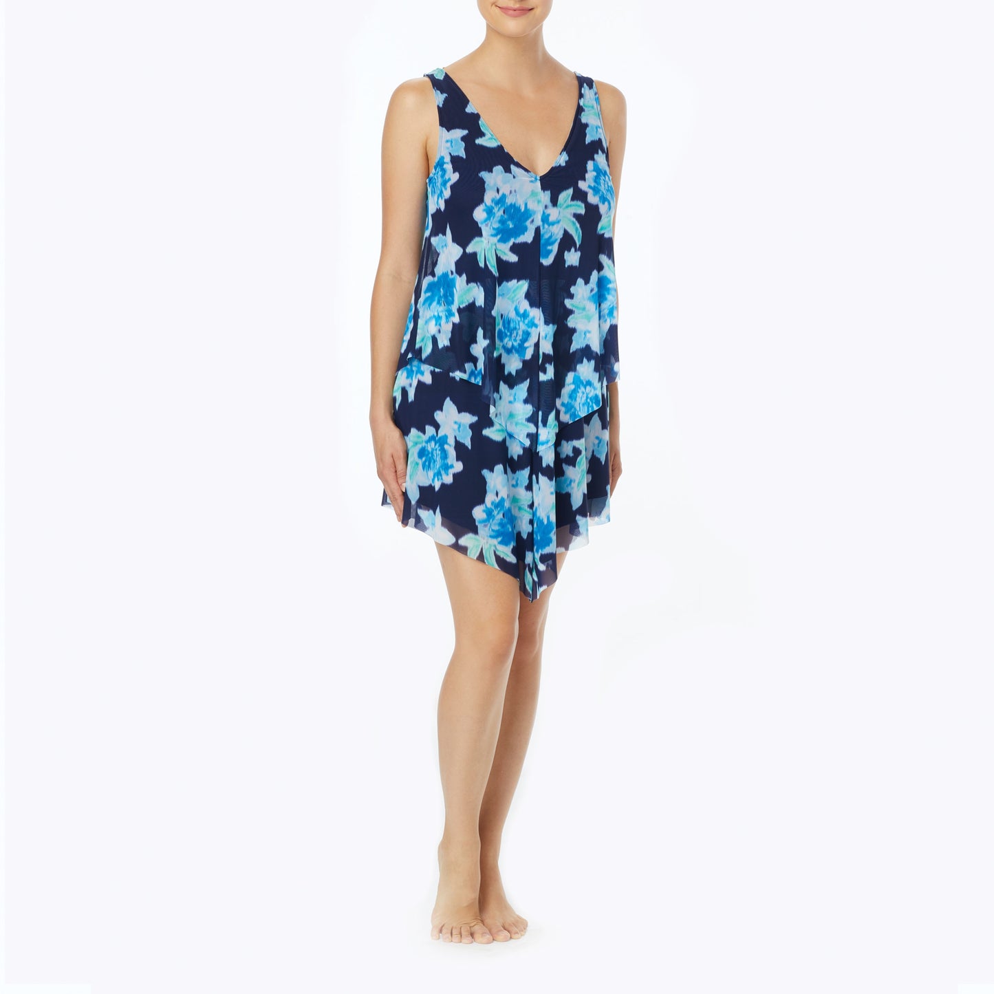 Beach House Bungalow Bay Flower Tori Ruffled Dress Cover Up Admiral - eSunWear.com