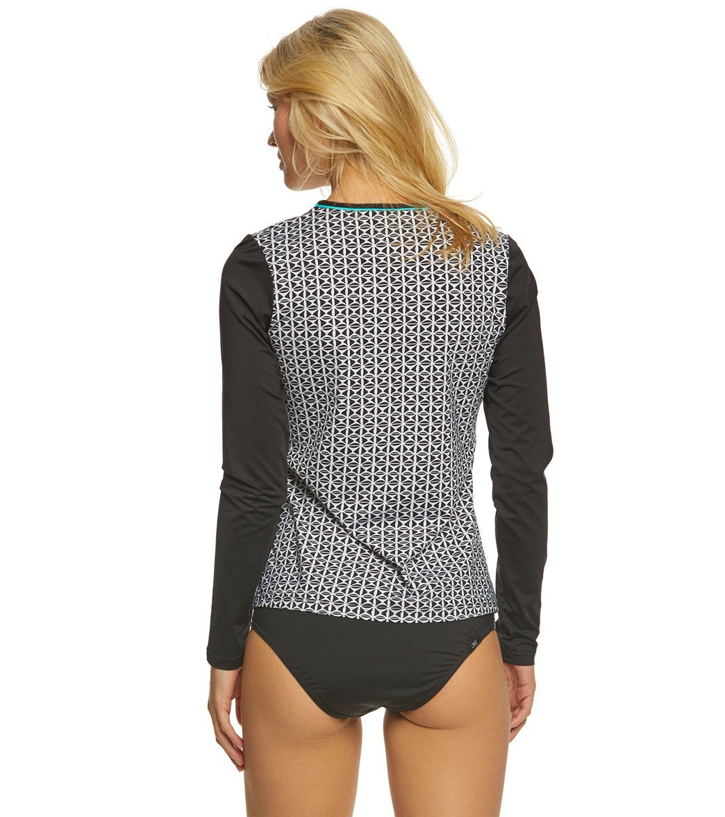 Jag Swim Tiki Geo Black Swim Shirt Rash Guard