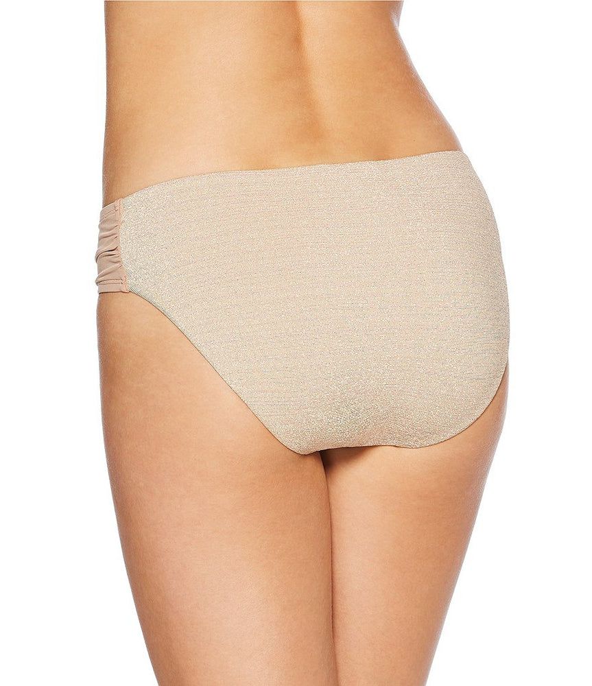 Jantzen Taupe Gold Shirred Tab Hipster Bikini Bottom