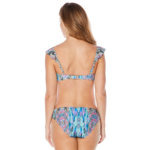 Laundry by Shelli Segal Abstract Feathers Ruffle Underwire Bralette Bikini Top