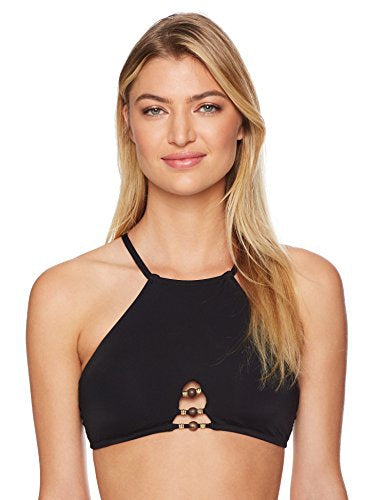 Laundry by Shelli Segal Black Solid High Neck Bikini Top