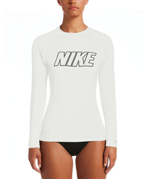 Nike Swim Women's Short Sleeve Hydroguard Rash Guard White