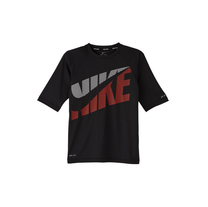 Nike Swim Boys' Tilt Half-Sleeve Hydroguard Swim Shirt Black