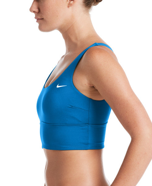 Nike Swim Women's Essential Scoop Neck Midkini Top Battle Blue
