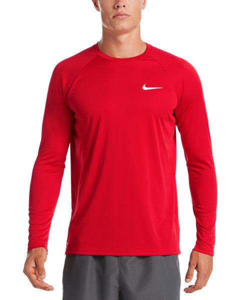 Nike Swim Men's Solid Long-Sleeve Hydroguard Swim Shirt University Red